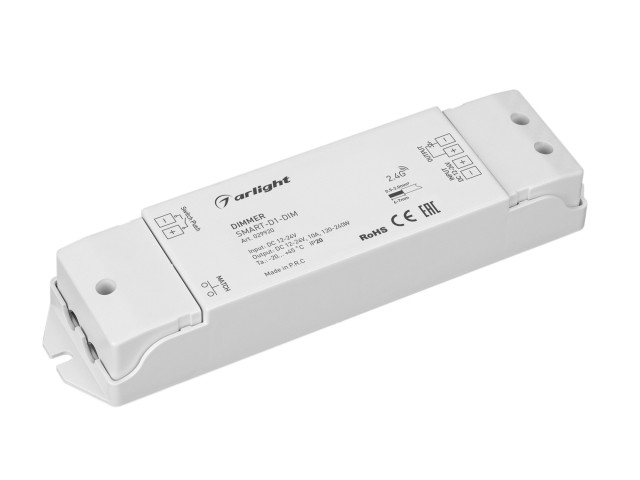 Диммер SMART-D1-DIM (12-24V, 1x10A, 2.4G) (Arlight, IP20 Пластик, 5 лет) фото:1
