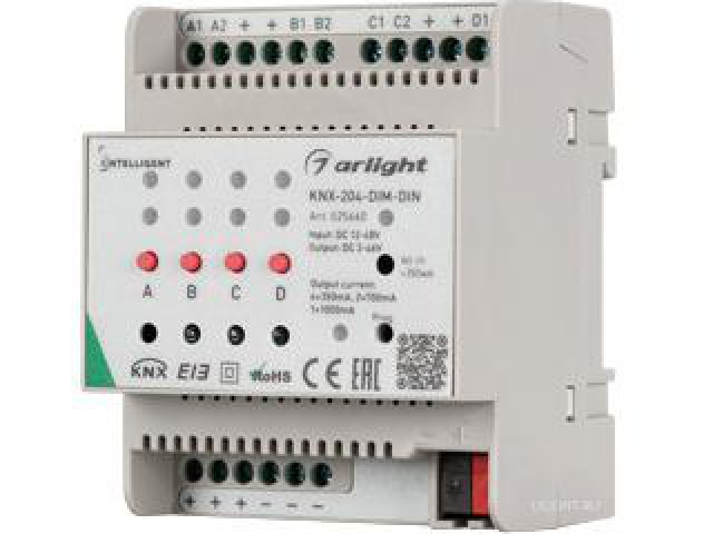 INTELLIGENT ARLIGHT Диммер KNX-204-DIM-DIN (12-48V, 8x0.35/4x0.7/2x1A) (IARL, IP20 Пластик, 2 года) фото:7