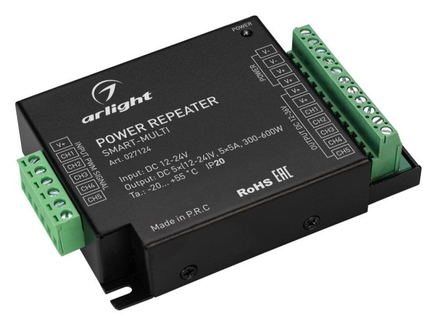 Усилитель SMART-MULTI (12-24V, 5x5A) (Arlight, IP20 Металл, 5 лет) фото:1