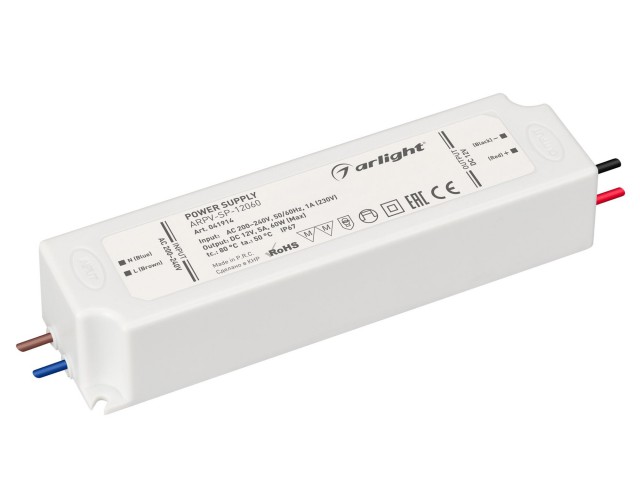 Блок питания ARPV-SP-12060 (12V, 5A, 60W) (Arlight, IP67 Пластик, 5 лет) фото:1