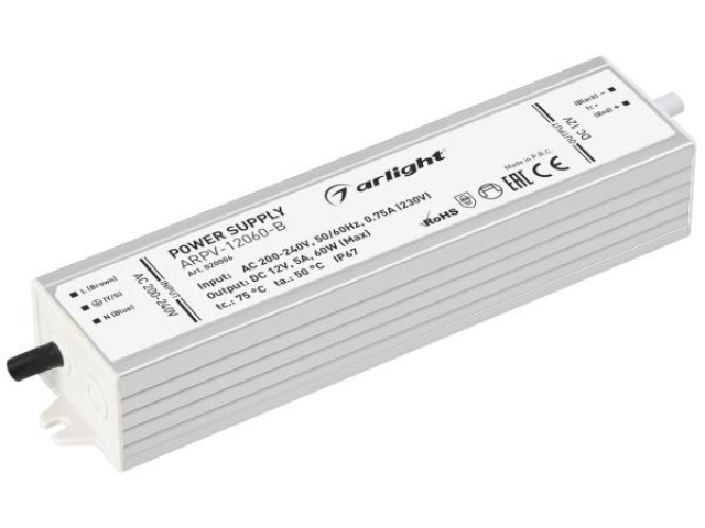 Блок питания ARPV-12060-B (12V, 5.0A, 60W) (Arlight, IP67 Металл, 3 года) фото:3
