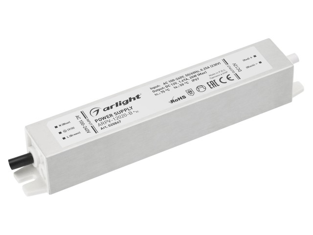 Блок питания ARPV-12020-B (12V, 1.7A, 20W) (Arlight, IP67 Металл, 3 года) фото:5