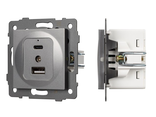 Механизм USB розетки SCT-MUAC-PL-GR-V (5V, 3A, QC4) (Arlight, -) фото:4