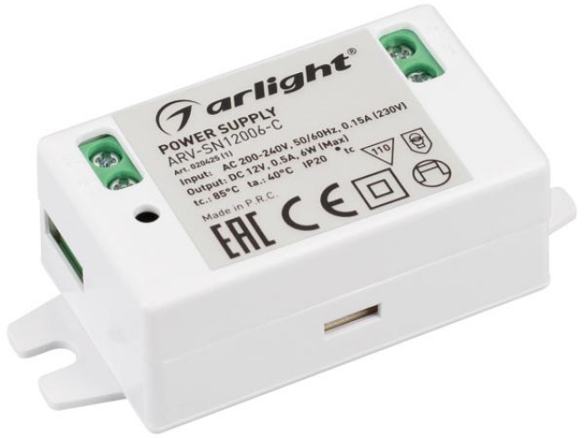 Блок питания ARV-SN12006-C (12V, 0.5A, 6W) (Arlight, IP20 Пластик, 3 года) фото:4