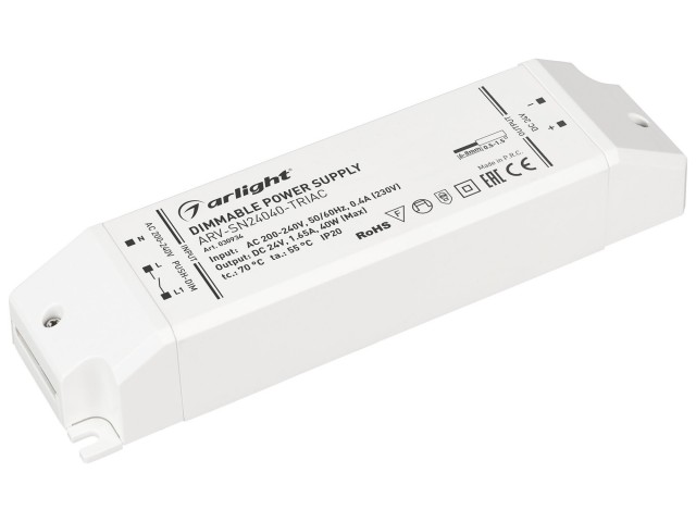 Блок питания ARV-SN24040-TRIAC (24V, 1.65A, 40W) (Arlight, IP20 Пластик, 3 года) фото:3