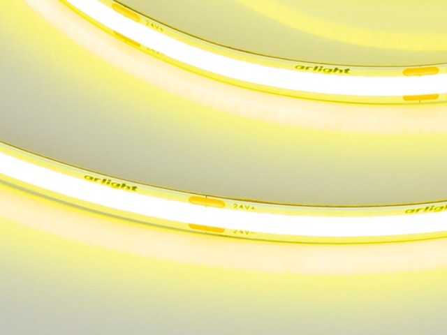 Лента COB-X480-8mm 24V Yellow Volt (8 W/m, IP20, 5m) (Arlight, -) фото:1