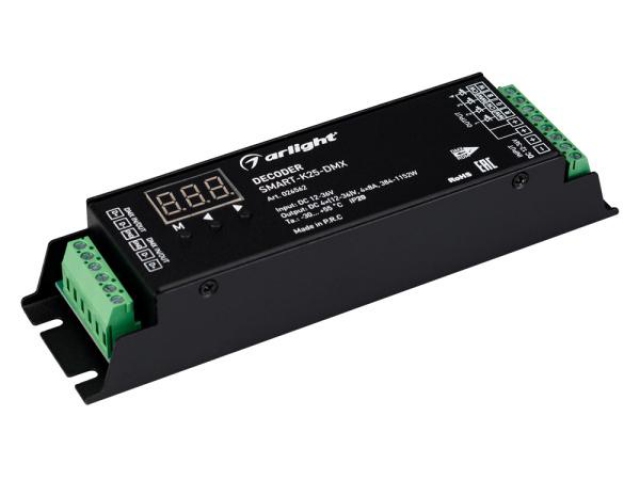 Декодер SMART-K25-DMX (12-36V, 4x8A) (Arlight, IP20 Металл, 5 лет) фото:4