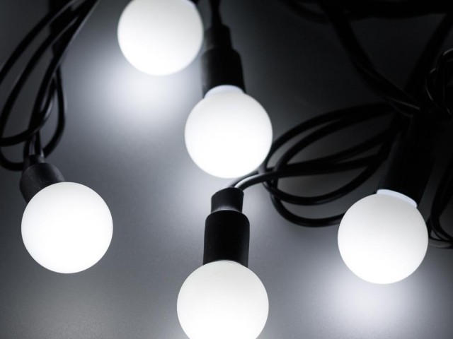 Светодиодная гирлянда ARD-BALL-CLASSIC-D23-10000-BLACK-80LED WHITE (230V, 3.5W) (Ardecoled, IP65) фото:1