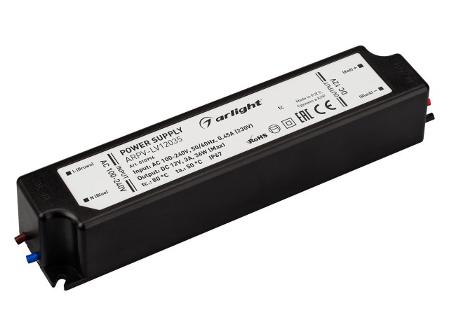 Блок питания ARPV-LV12035 (12V, 3.0A, 36W) (Arlight, IP67 Пластик, 2 года) фото:3