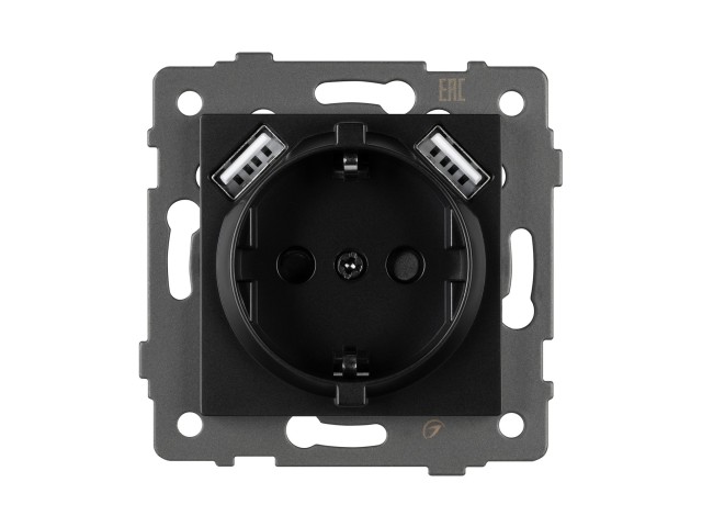 Механизм розетки с USB зарядкой SCT-MUAA-PL-BK-V (250V, 16A) (Arlight, -) фото:1