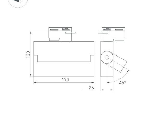 Светильник LGD-LOFT-TRACK-2TR-S170-10W Warm3000 (BK, 24 deg, 230V) (Arlight, IP20 Металл, 3 года) фото:3