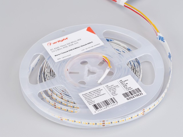 Лента RT-A240-10mm 24V White-MIX (19.2 W/m, IP20, 3528, 5m) (Arlight, Изменяемая ЦТ) фото:5