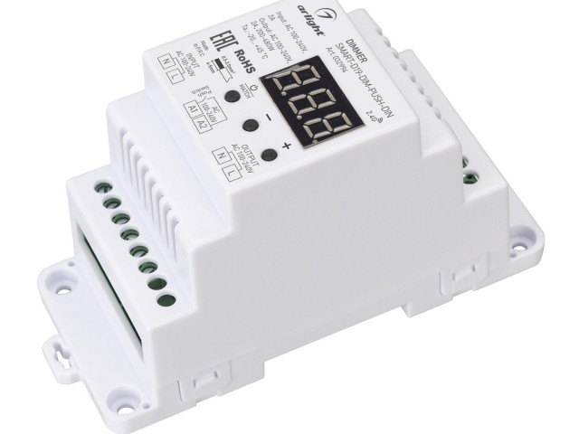 Диммер SMART-D19-DIM-PUSH-DIN (230V, 2A, TRIAC, 2.4G) (Arlight, IP20 Пластик, 5 лет) фото:4