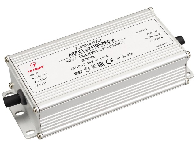 Блок питания ARPV-LG24100-PFC-A (24V, 4.17A, 100W) (Arlight, IP67 Металл, 5 лет) фото:3