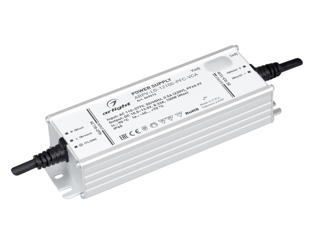 Блок питания ARPV-LG-12100-PFC-VCA (10.5-13.5V, 8.33A, 100W) (Arlight, IP65 Металл, 5 лет) фото:1