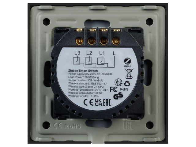 Выключатель сенсорный SWT-OMALI-S03-ZB-BK (250V, 10A, Zigbee) (Arlight, Стекло) фото:3