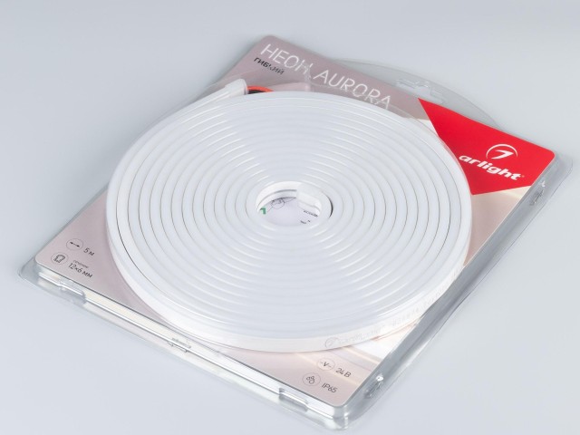 Лента герметичная AURORA-PS-A120-12x6mm 24V White6000 (10 W/m, IP65, 2835, 5m) (Arlight, Силикон) фото:3