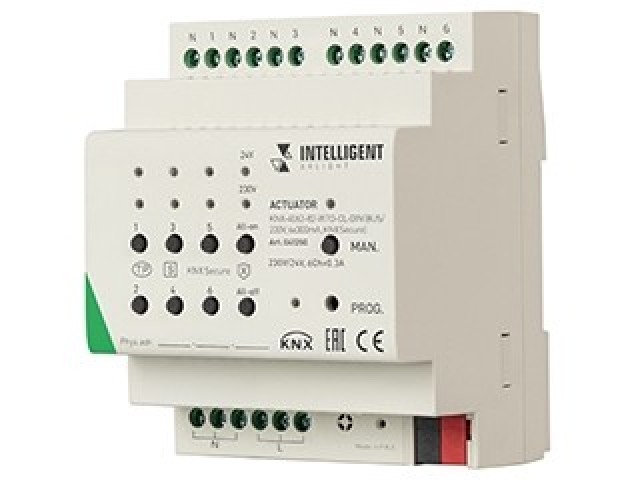 INTELLIGENT ARLIGHT Актуатор KNX-4063-82-WTO-CL-DIN (BUS/230V, 6x300mA, KNX Secure) (IARL, IP20 Пластик, 2 года) фото:2