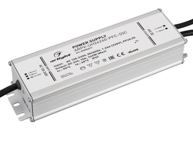 Блок питания ARPV-UH24240-PFC-55C (24V, 10.0A, 240W) (Arlight, IP67 Металл, 5 лет) фото:4